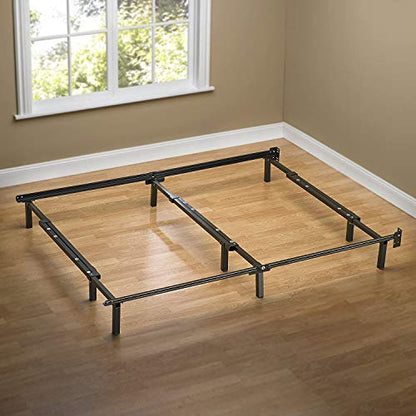 Zinus Adjustable Bed Frame, Twin to Queen - Compack 7 Inch Metal Bed Frame for Box Spring, 9 Legs Heavy-Duty Frame, Easy Assembly, Headboard Compatiable with Built-in Bracket, Mattress Support