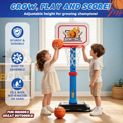 EagleStone Toddler Basketball Hoop, Adjustable Kids Hoop with 3 Balls