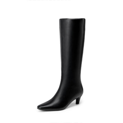 DREAM PAIRS Women Knee High Kitten Heel Boots,Black,8