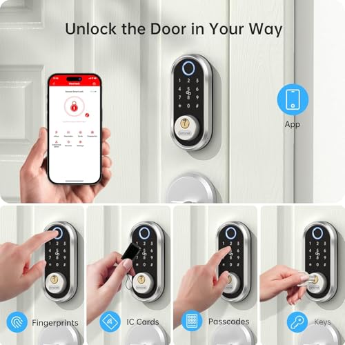 SMONET Smart Deadbolt Lock,Electronic Fingerprint Deadbolt with App Control