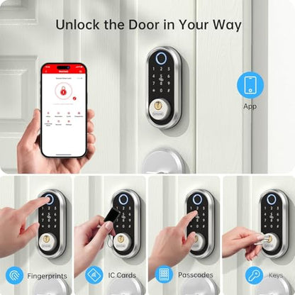 SMONET Smart Deadbolt Lock,Electronic Fingerprint Deadbolt with App Control