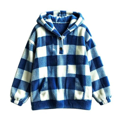 Generci Womens Xmas Fuzzy Hoodie Plush Fleece Sweatshirt Soft Cozy Pullover