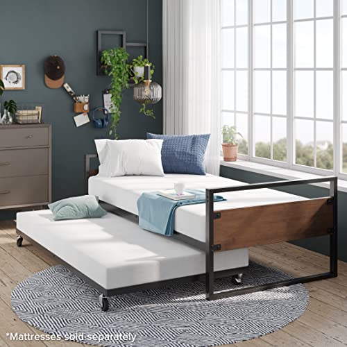 ZINUS Suzanne Bamboo and Metal Daybed with Trundle/Mattress Foundation with Steel Slat Support/Easy Assembly, Twin