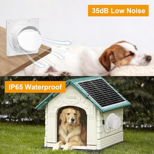 Teilybao Solar Fan with Battery,9.8" Solar Exhaust Fan,12000mAh 22W Fan with 14.7Ft On/Off Cable,Greenhouse Air Cooling Circulation for Shed, Chicken Coop and More