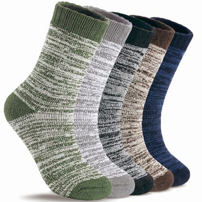YUVFEHY 5 Pairs Merino Wool Socks for Men Extra Thick for Winter Hiking | Warm Breathable Thermal Crew Work Sock for Cold Weather Size 7-15