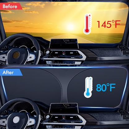 RECCI 240T Laser Reflective Windshield Sun Shade, Heat & UV Protection