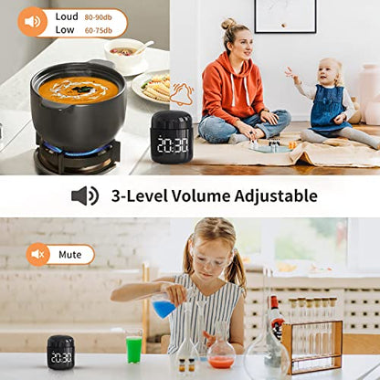 MeesMeek Kitchen Timer, 360 Rotate, Countup/Countdown, LED, Volume