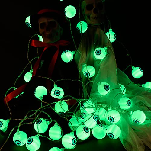 Décoration d'Halloween pour intérieur et extérieur : Guirlande lumineuse de 5 m avec 30 LED en forme d'yeux