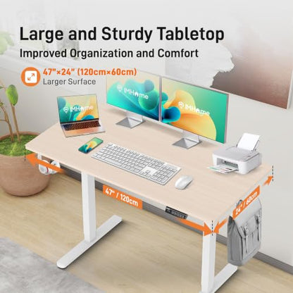 IMHome Standing Desk, 47x24 Inch Height Adjustable Electric Desk, Ivory
