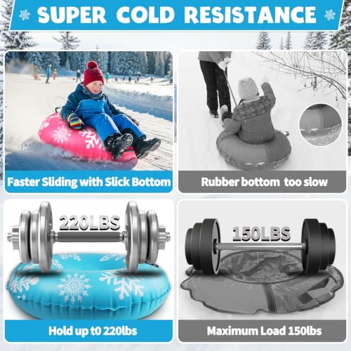 ZMLM 2 Pack Snow Tube for Sledding - 36" Inflatable Snow Sled for Kids | 36" Snow Tubes Heavy Duty Blow Up Tube with Handles Toddler Adults Outdoor Winter Toys Gift for Tubing Sled Sport Supplies