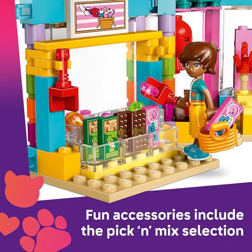 LEGO Friends Heartlake City Candy Store Building Toy - Pretend Play Set for Kids, Girls and Boys, Ages 6+ - with 2 Minidolls, a Micro-Doll, and a Cat Figure - Gift Idea for Birthday - 42649
