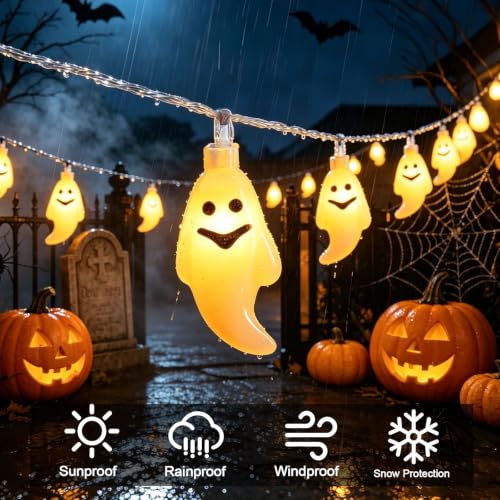 Halloween Decor Outdoor Indoor Fairy Ghost String Lights 16.4ft 30 LED