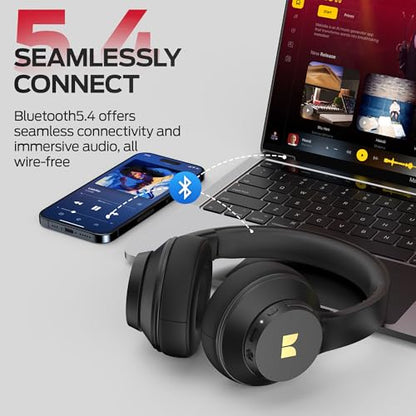 Monster Mission 100 Bluetooth Headphones, On Ear Headphones with 40H Playtime, Bluetooth 5.4,Immersive Bass,Crystal Clear Call, Comfortable Fit Wireless Headset for Travel Work Home(Black)