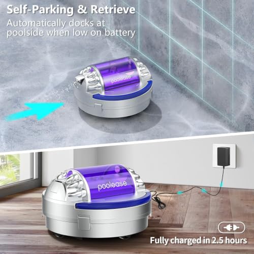 Cordless Pool Vacuum Robot with Dual high-Powerful Motors Provide Strong Suction, Self-Parking, 100 Min Runtime, Robotic Pool Cleaner for Above/In-ground Flat Pool up to 960 Sq.ft