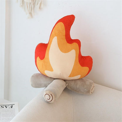 Funny Campfire Plush Pillow, Soft Simulation Bonfire Stuffed Plushies Fake Fire Firewood Plush Pillow for Outdoor Camping Room Decor Pleasantly Surprised Gift