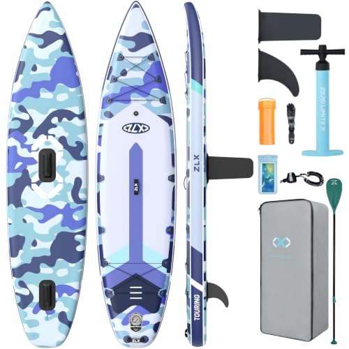 ZLX Inflatable Paddle Board, 11'6" Stand Up Paddleboard for Beginners, Wide SUP with Stable Center Fin, Non-Slip Deck Pad, All Skill Levels, 500LBS