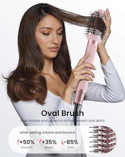 MESCOMB Hot Air Styler Hair Dryer Brush Kit, Peach Pink