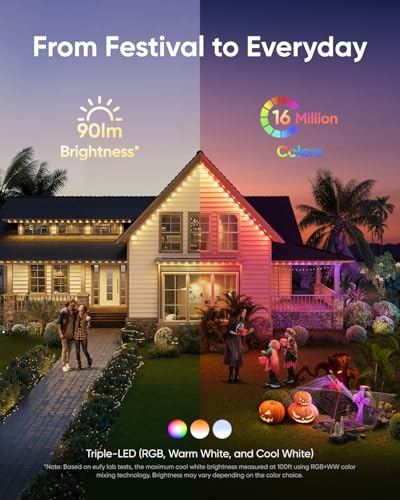 Anker eufy Permanent Outdoor Lights E22, 100 ft with 60 Triple-LED Lights