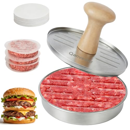 Hamburger Patty Press, 5 Inch Stainless Steel Burger Mold