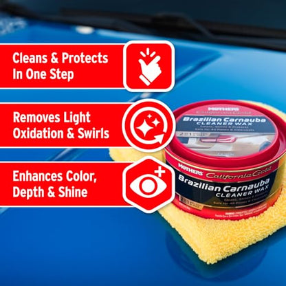 Mothers 35500 California Gold Brazilian Carnauba Cleaner Wax Paste, 12-Ounce