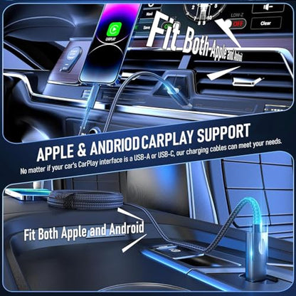 4-in-1 Charging Cable Fast Charging, USB C Braided Cable 4-in-1 USB Multi Cable with E-Mark Chip, Multiple iPhone Charger Cord for iPhone 16/15/14/13 Series/Pad/Android/Tablets and More(3.3FT)