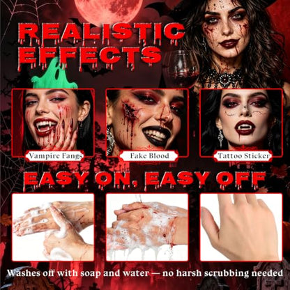 KIMUSE Halloween Vampire Makeup Kit, 8-Piece Goth SFX Costume Set