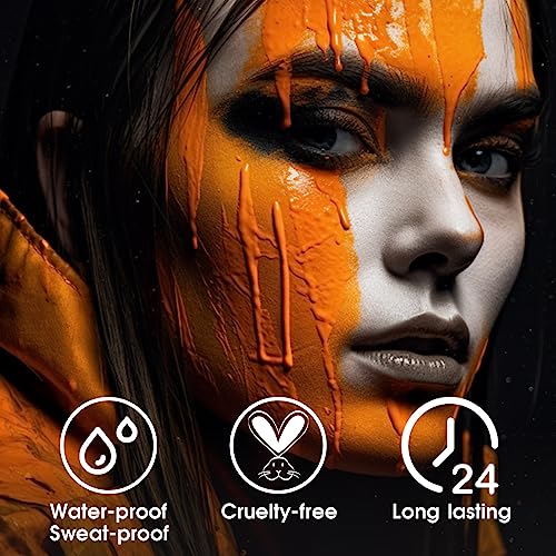 Orange Face Body Paint Stick, Cream Blendable Eye Black Full Body Paint Makeup for Halloween SFX Makeup Cosplay Joker Zombie Vampire Costume Parties