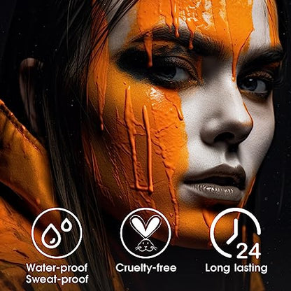 Orange Face Body Paint Stick, Cream Blendable Eye Black Full Body Paint Makeup for Halloween SFX Makeup Cosplay Joker Zombie Vampire Costume Parties