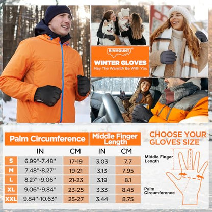 RIVMOUNT Winter Gloves Women Men Touch Screen Waterproof Warm Gloves, for Cold Weather Running, Driving, Cycling, Biking, Riding, Walking, Hiking, Outdoor Sports, Daily Work