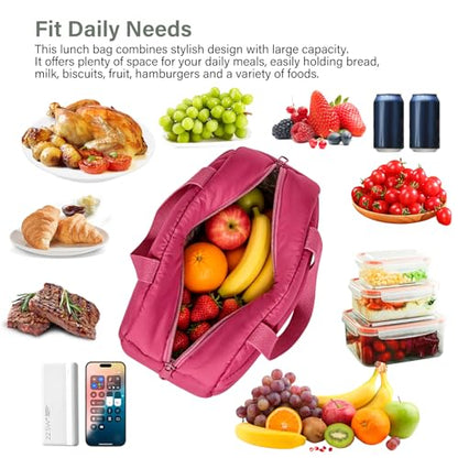 Codcey Reusable Quilted Puffer Insulated Lunch Bag Lunch Box Women