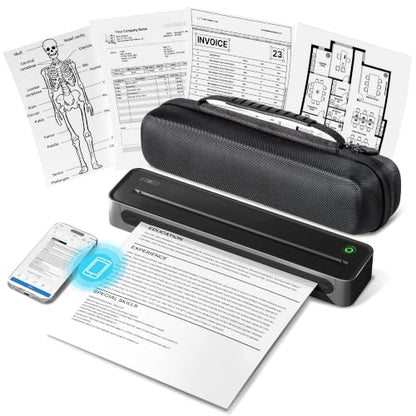 ETIKEZ Portable Printer for Travel, D90E Thermal Printer with Case, Black