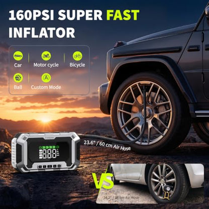 W310 Real 4000A Jump Starter with Air Compressor, Car Battery Booster Pack