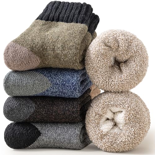 Stocking Stuffers for Men 5 Pairs Wool Mens Socks, Christmas Mens Gifts