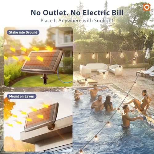 addlon 102FT(96FT+6) Solar String Lights Outdoor with Remote, Waterproof