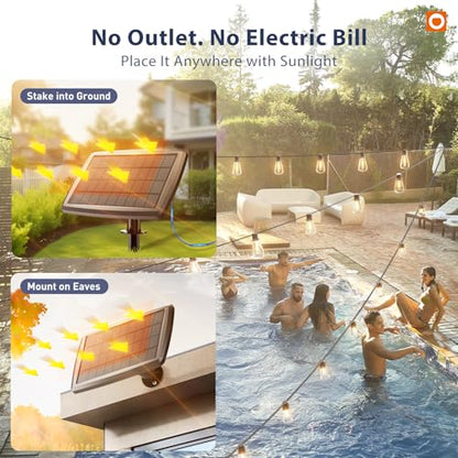 addlon 102FT(96FT+6) Solar String Lights Outdoor with Remote, Waterproof