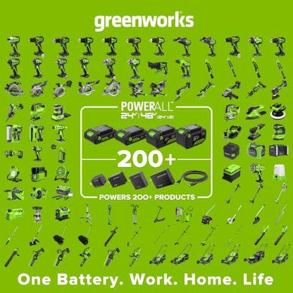 Greenworks 24V Cordless Brushless Combo 400 in-lbs Drill/Driver +1950 in-lbs Impact Driver +6.5" Circular Saw +200LM Flashlight, 2.0Ah + 4.0Ah Batteries (24,000mAh Power Bank) and 65W USB-C Charger