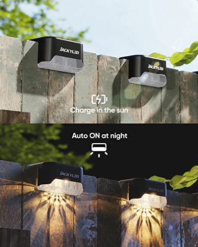 JACKYLED Solar Deck Lights, 16 Pack IP65 Waterproof Solar Fence Step Light