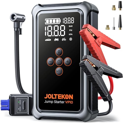 Joltekon 5000A Jump Starter with 150PSI Air Compressor, 12V Car Battery Booster Pack (All Gas/10L Diesel), Portable Power Bank with 22-Cylinder Tire Inflator, LCD Display, Smart Jumper Cables