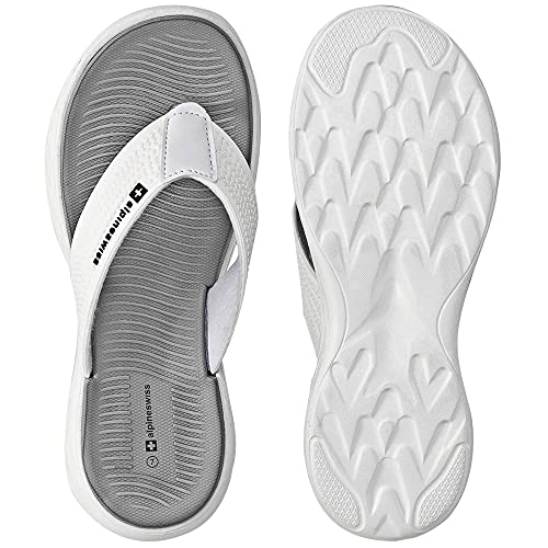 Alpine Swiss Katie Womens Flip Flops | Comfortable Outdoor Walking Thong Sandals | Flip Flops for Women Everyday Wear Anti-Slip Shock-Absorbing Sole Cushioned Footbed Water-Resistant Beach Shoe GRY 8