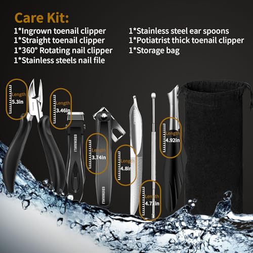 EBEWANLI Heavy Duty Toenail Clippers for Thick Toenails, Toe Nail Clippers for Thick Nails for Seniors, Straight Toe Nail Clippers for Men, Ingrown Toenail Clippers and Angled Nail Clipper Set