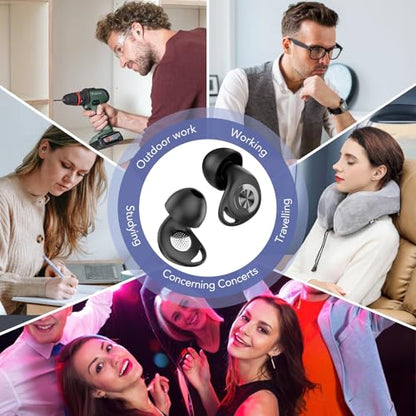 CASCHO Ear Plugs for Sleeping Noise Cancelling 45dB, Reusable Silicone Earplugs with 8 Eartips and Travel Case, Soft Comfort Hearing Protection for Concerts, Snoring, Travel, Study-Black