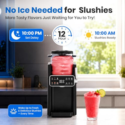 SiroSage Slushie Machine for Home, No Ice Needed Ice Cream Maker, Black