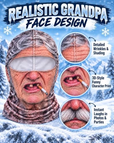 Old Man Ski Mask Winter Funny Realistic Face Balaclava 3D Printed Full Face