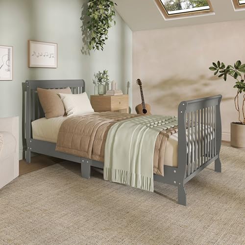 Dream On Me Chelsea 5-In-1 Convertible Crib In Strom Grey, 4 Mattress Height Positions, Non Toxic Finish, JPMA Certified, Made Of Sustainable And Sturdy Pinewood