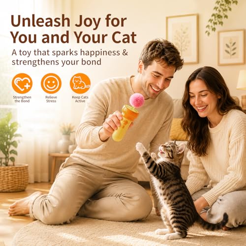 Automatic Cat Teaser Launcher, Cat Balls Fetch Toy with Retractable Rope and Fuzzy Ball, Interactive Cat Toys for Indoor Cats Enrichment Toy((Suggest Horizontal Catapult.batterie not Included)