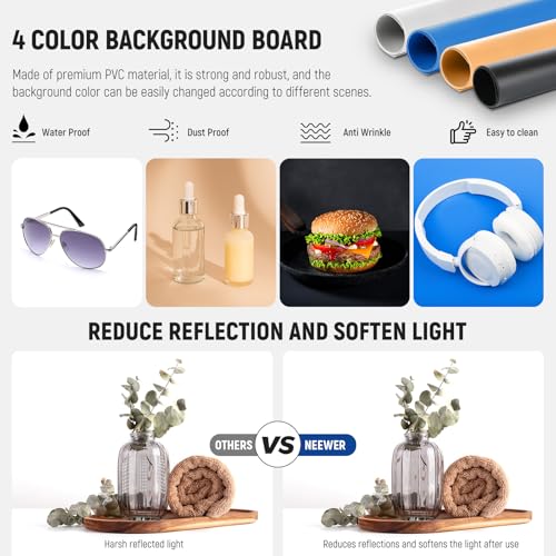 NEEWER Upgraded Photo Studio Light Box, 24"x24" Portable Mini Folding Product Photography Lightbox, 160LEDs 4 Backdrops Dimmable Glare Free Picture Booth Shooting Tent for Jewelry Electronics, LP60