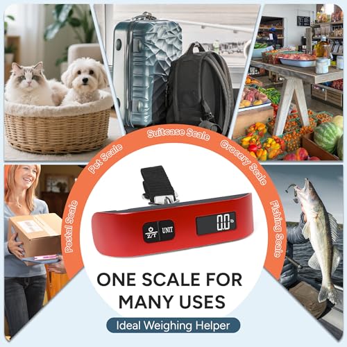 travel inspira Luggage Scale, Digital Hanging 110lb Rubber Paint Red