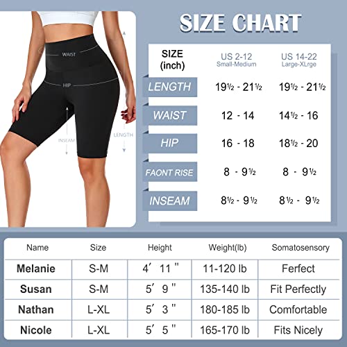 DHSO Biker Shorts for Women, 8" High Waisted Summer Spandex Workout Tights