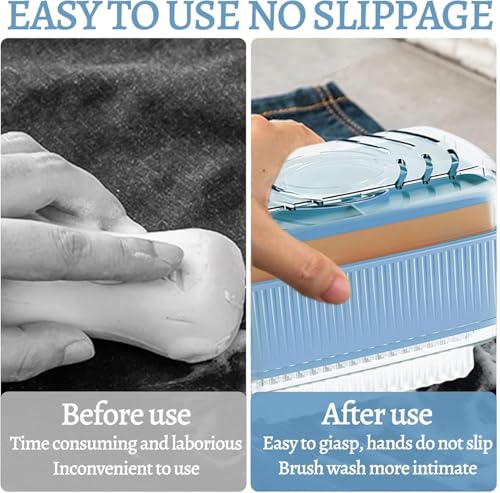2 Pcs Rolling Soap Box for Laundry,Hands Free Foaming, Multifunctional Soap Box Scrubber & Storage Dispenser,Portable Dispenser Brush for Laundry, Home & Travel Keeps Soap Dry & Hygienic (Blue+Green)