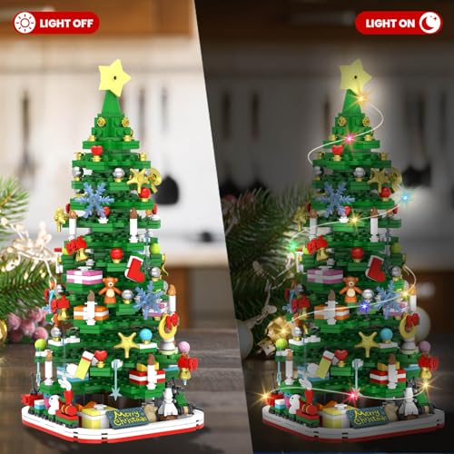 Advent Calendar 2026 Adult Teen Boy Girls Kids Christmas Tree Building Set Toys with Led light, Holiday 24 Days Christmas Countdown Calendars Xmas Tree, Fun Cute Gifts (1083 PCS)